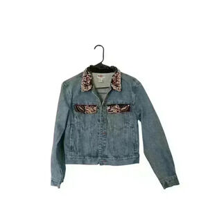 Vintage Blue Star Denim Jean Sequined Jacket Size Medium
